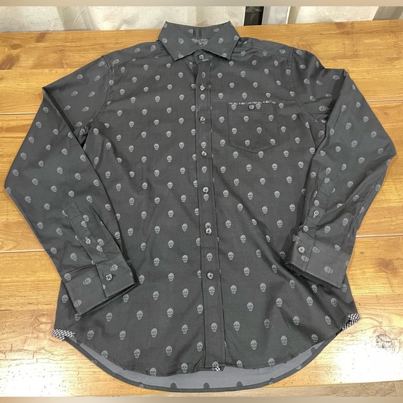 Robert Graham Black Skull Collard Long Sleeve dress Shirt Limited Edition - Picture 2 of 9
